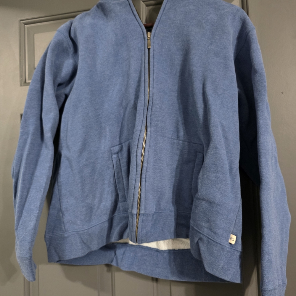 Mens Vintage Blue Zip-Up Hoodie